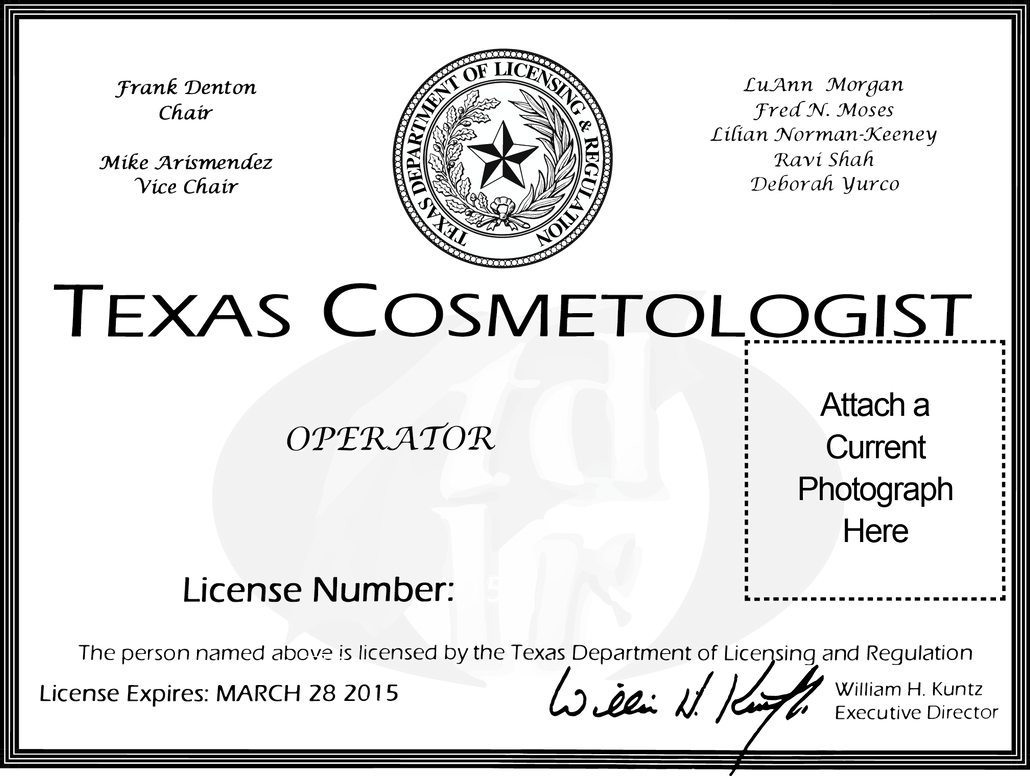 Texas Cosmetologist License By Soulcomplex On Deviantart