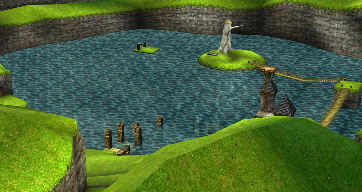 Legend of Zelda: Ocarina of Time (Wii) - Lake Hylia Gameplay 