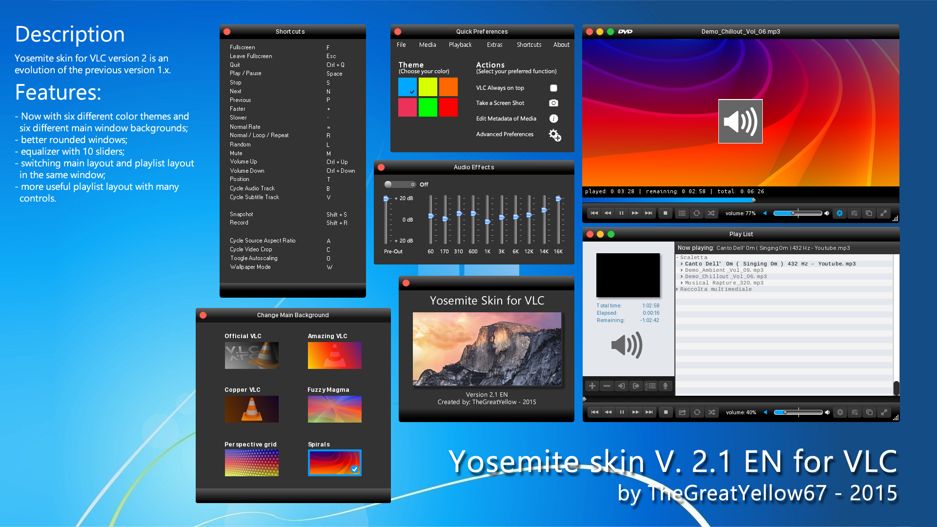 Yosemite skin V2.1 EN for VLC