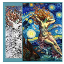 The Birth of Venus in a Starry Night