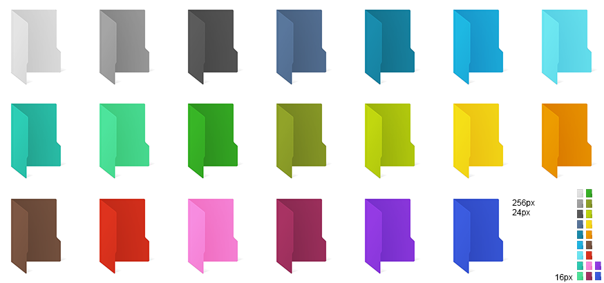 Windows 10 coloured folder icons