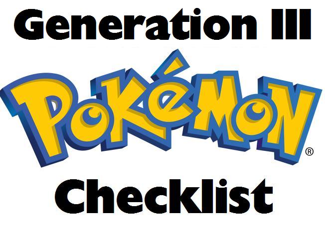 Pokemon PRINTABLE Checklist Generation III by firesquiiids on DeviantArt