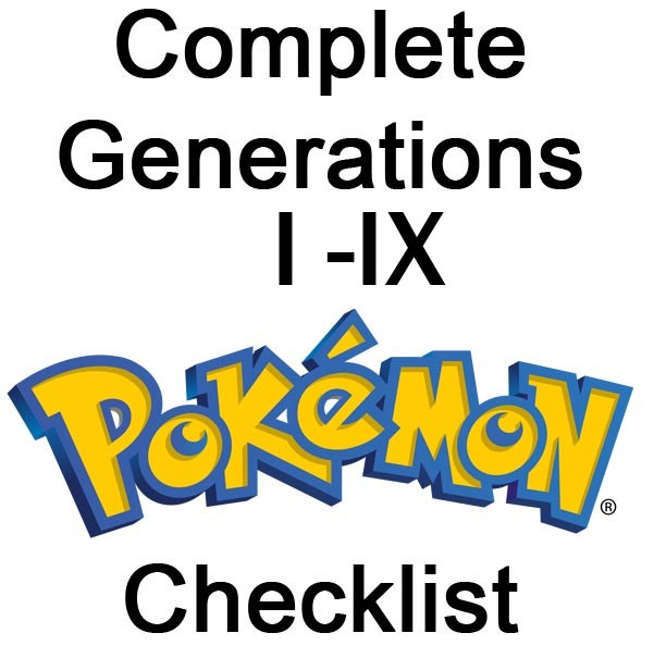 Pokemon PRINTABLE Checklist Generations 1-9 (1008)