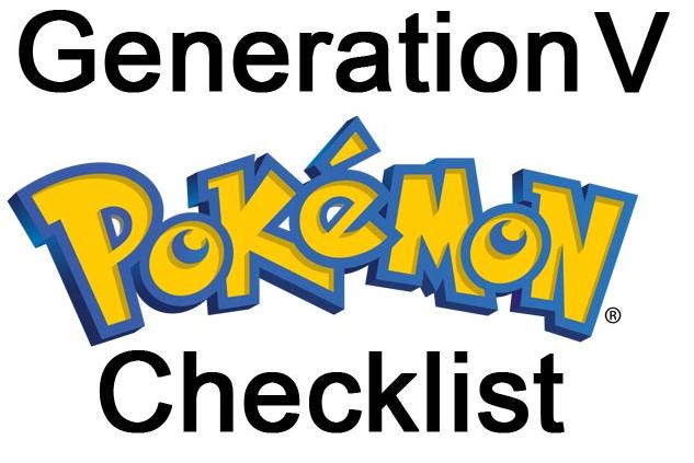 Pokemon PRINTABLE Checklist Generation V