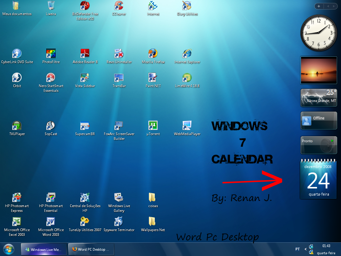 Windows 7 - Get back Vista Calender in Windows 7