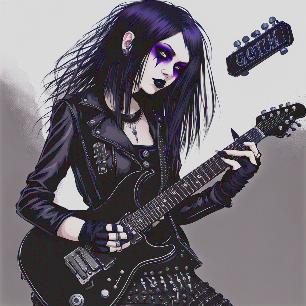 Goth Girl Playing Electric Guitar
