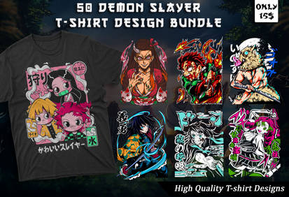 50 Demon Slayer T-shirt Designs Bundle 3
