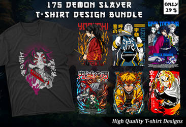 175 Demon Slayer T-shirt Designs Bundle