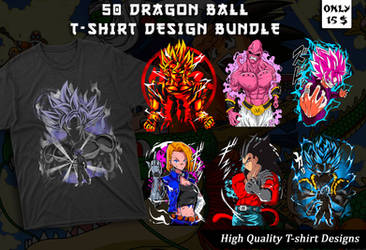 50 Dragon Ball T-shirt Designs Bundle 1