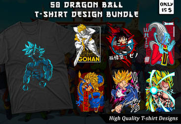50 Dragon Ball T-shirt Designs Bundle 2