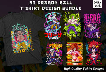 50 Dragon Ball T-shirt Designs Bundle 3