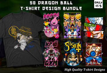 50 Dragon Ball T-shirt Designs Bundle 4