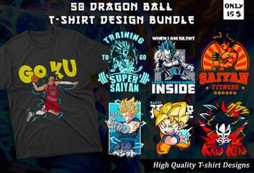 50 Dragon Ball T-shirt Designs Bundle 5