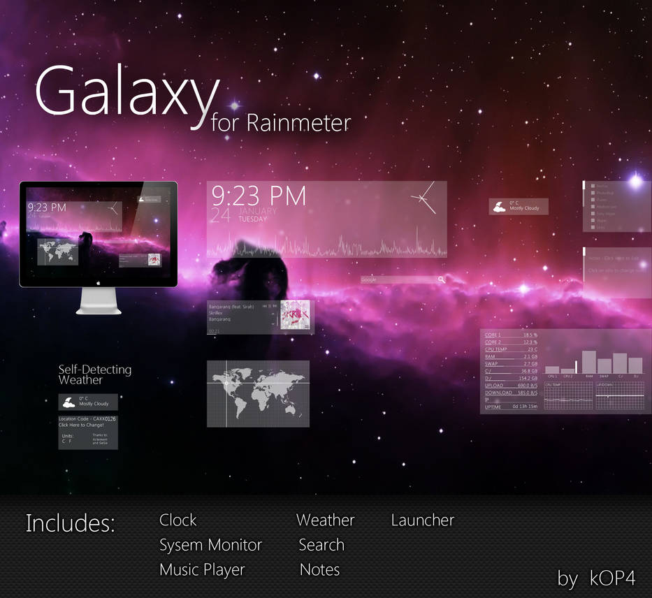 Galaxy Suite Rainmeter by kop4