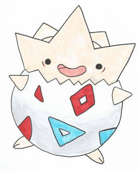 Togepi hand drawn colored with markers