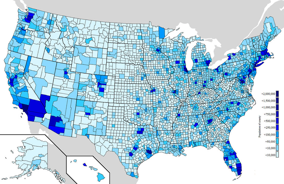 United States County Level Population 2012 By Masterwigglesworth On