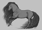 Oriental Horse Greyscale