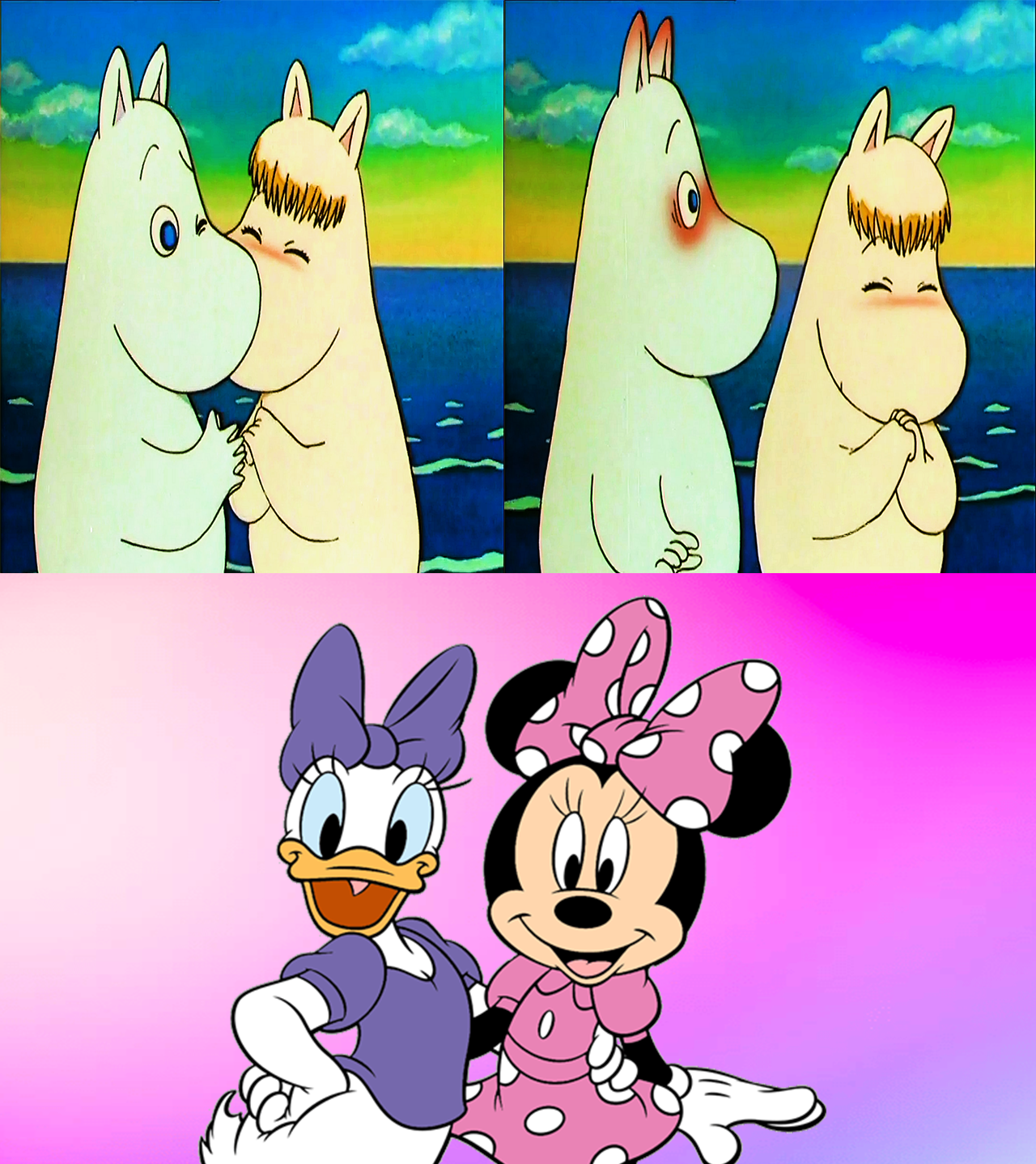 Minnie and Daisy reacts to Snorkmaiden kiss Moomin by Niklasm15 on ...