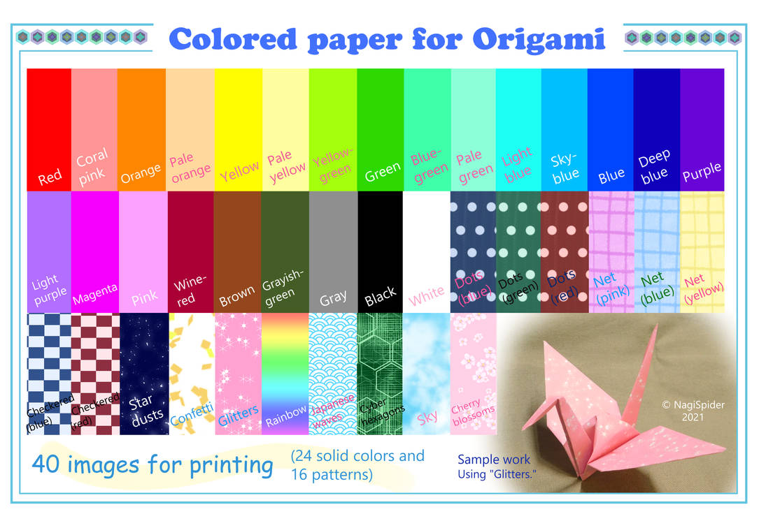 Colored paper for Origami by NagiSpider on DeviantArt