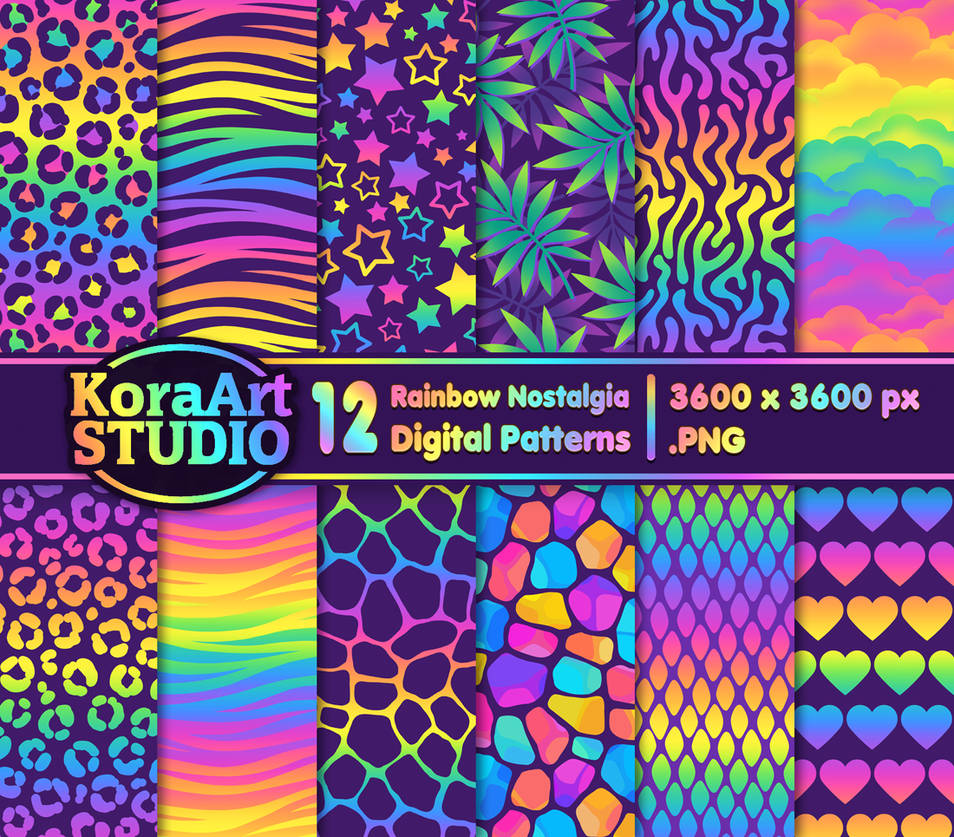 Rainbow Nostalgia Pattern Pack By Kakiwa On Deviantart