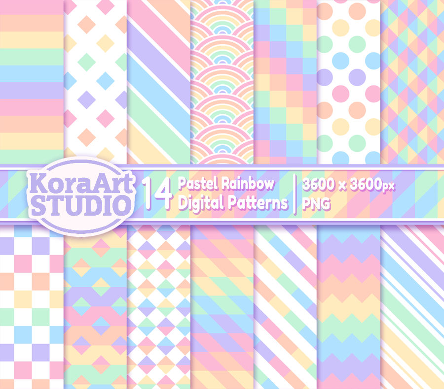 Pastel Rainbow Pattern Pack By Kakiwa On Deviantart