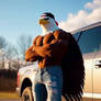 Ripped Eagle With His Pickup Truck, Animated 6 - Águila Musculosa Con Su Camioneta, Animado 6