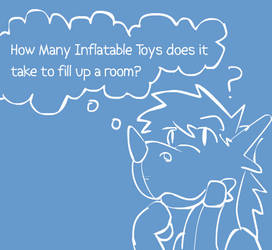 many inflatables in a room...