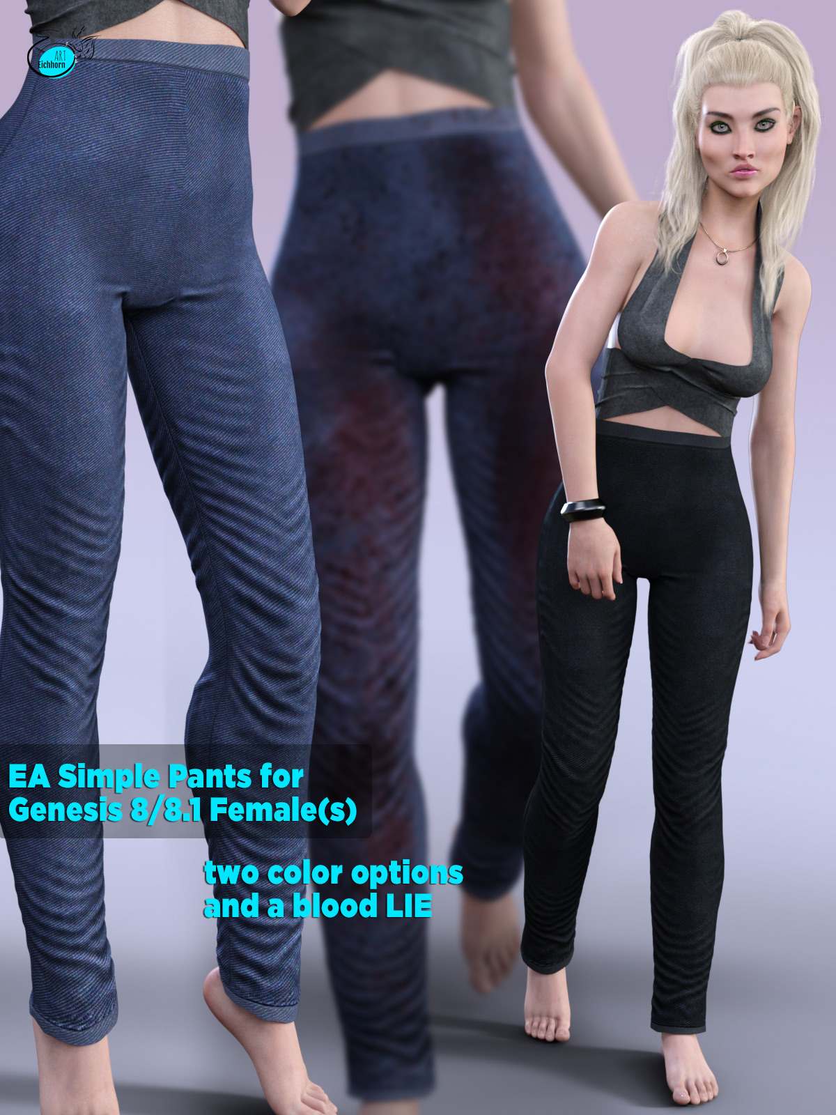 EA Simple Pants for Genesis 8/8.1 Female(s) by EichhornArt on DeviantArt