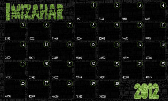 Mizahar NaNoWriMo Calendar 2012