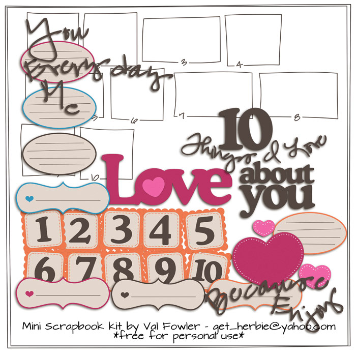 10 Things I Love About You Scrapbooking Kit