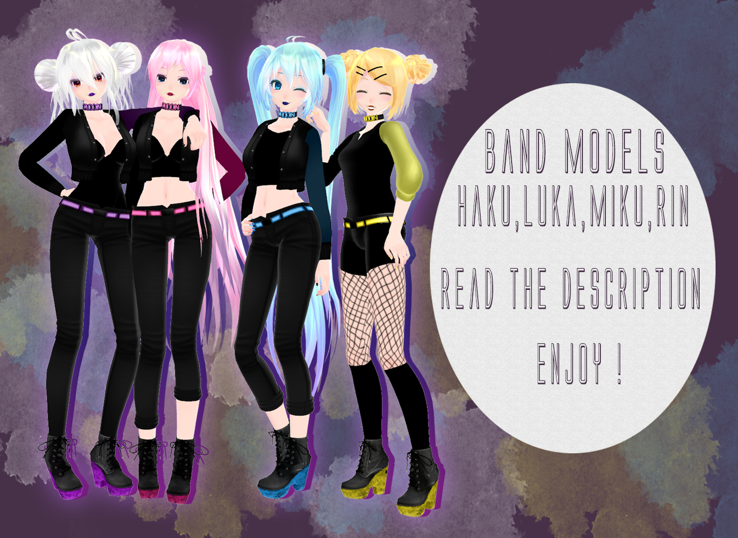 Band Models Haku, Luka, Miku, Rin - DOWNLOAD by Lexasio on DeviantArt