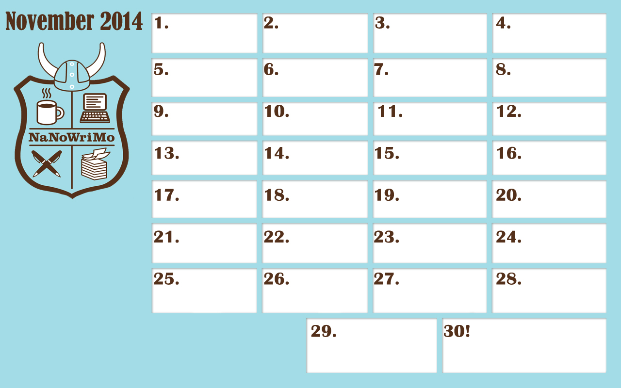 NaNoWriMo Calendar Template