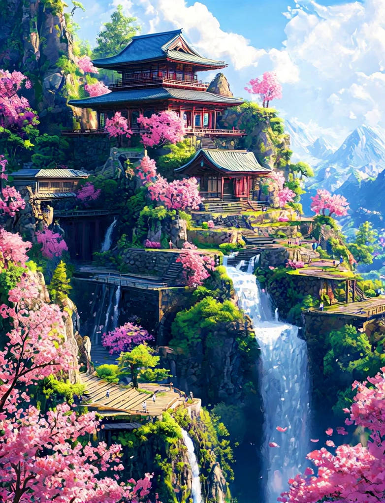 The Waterfalls below the Temple by stgbr on DeviantArt