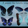 psd blue butterfly wings set