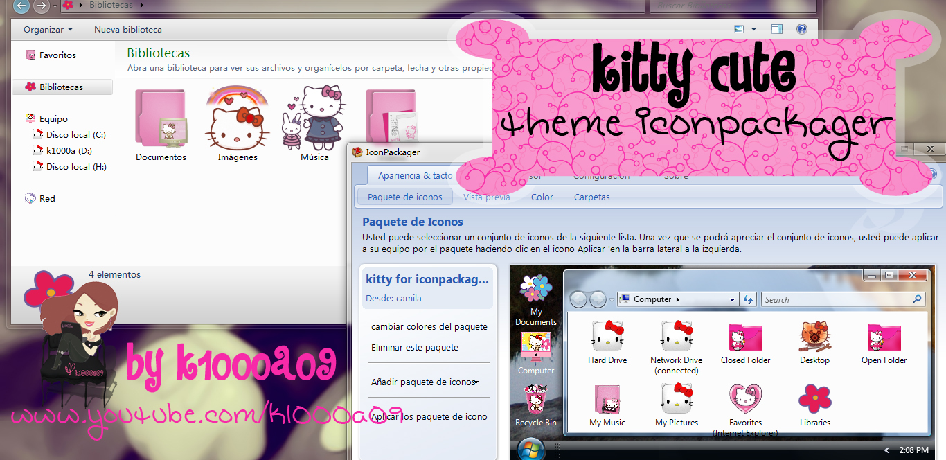 kitty cute theme iconpackager by k1000a09