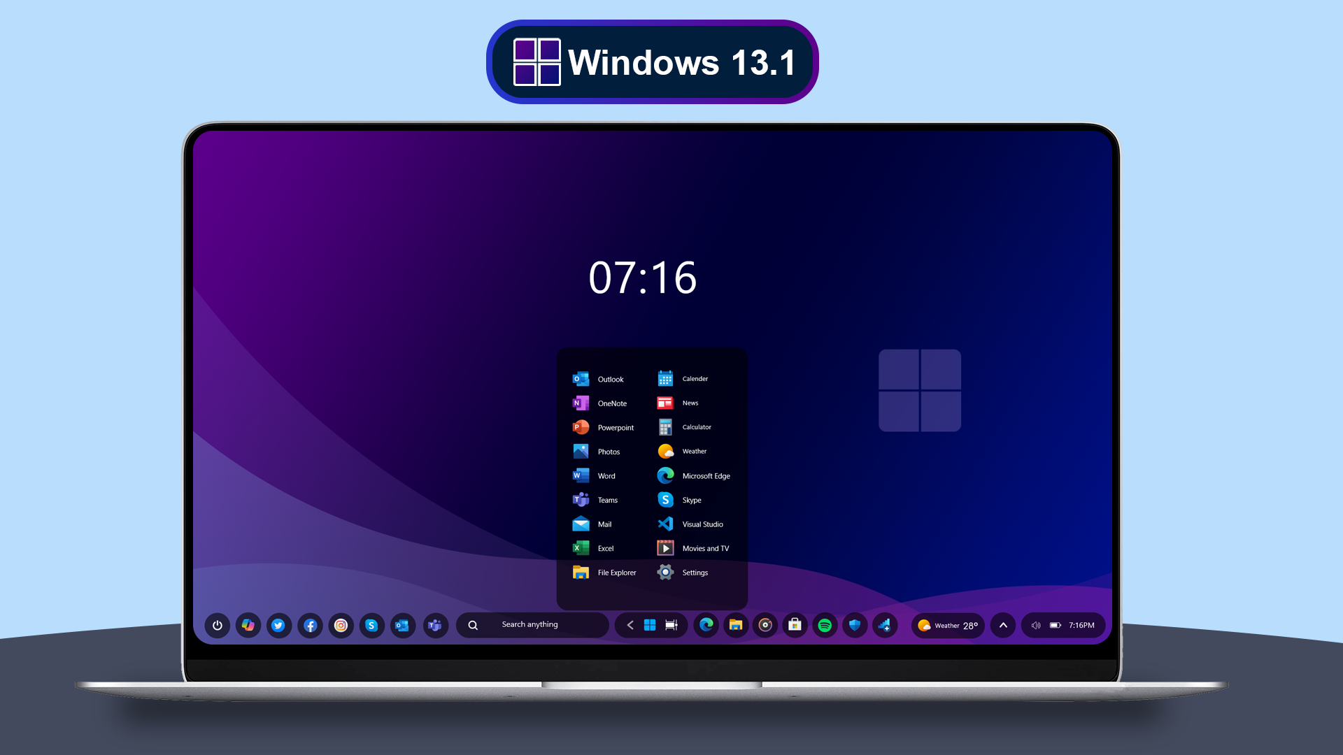 Windows 13.1 (Start Menu) Rainmeter Skin