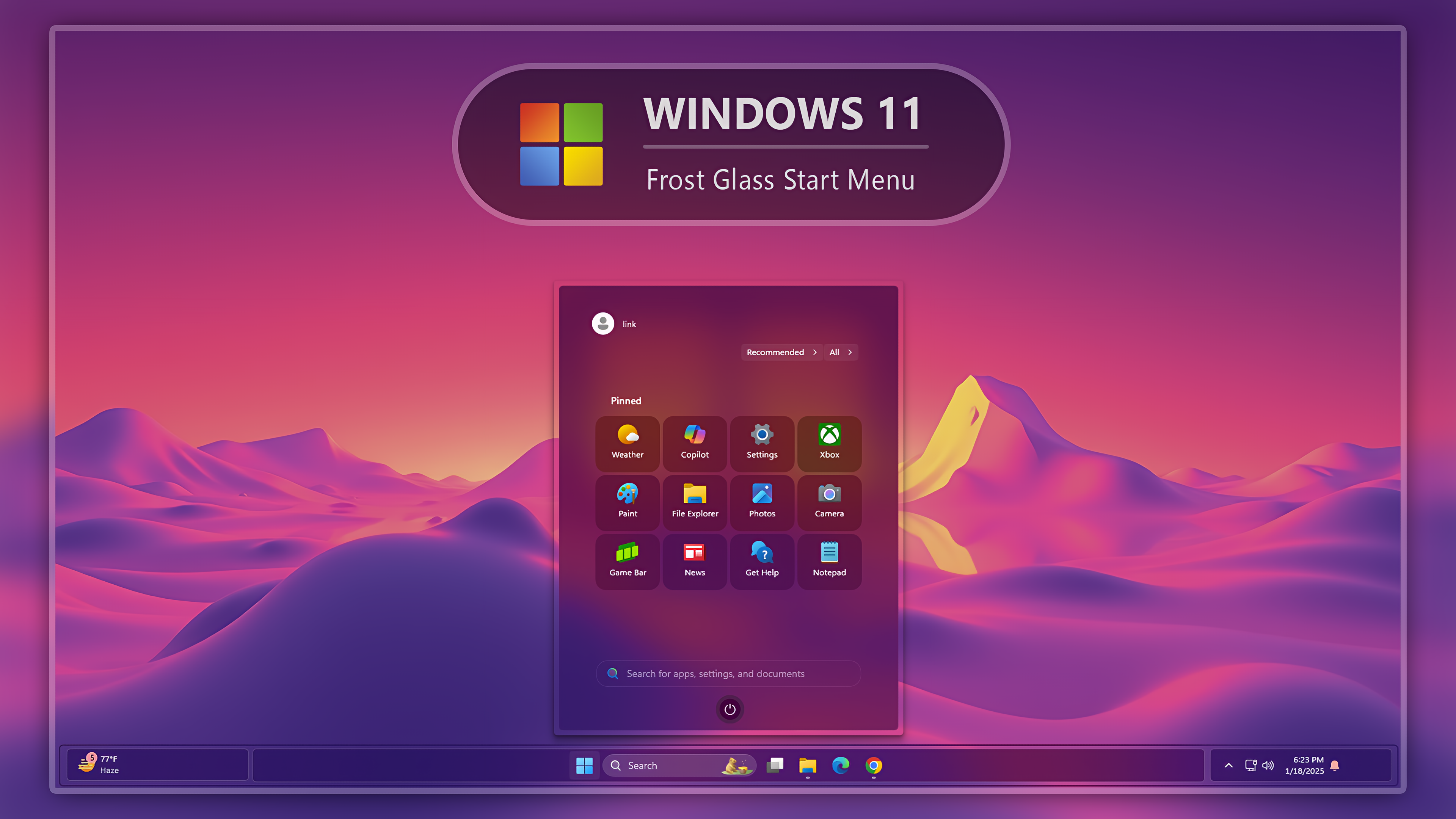 Windows 11 Frost Glass Start Menu V5