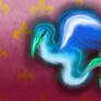 Blue bird and magenta wall