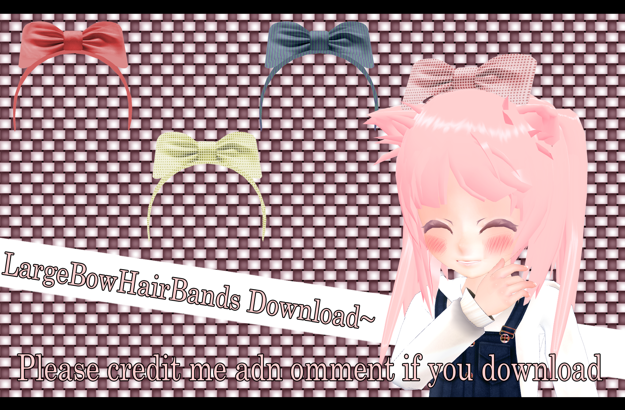 Large bow hair bands [MMD] [DL]