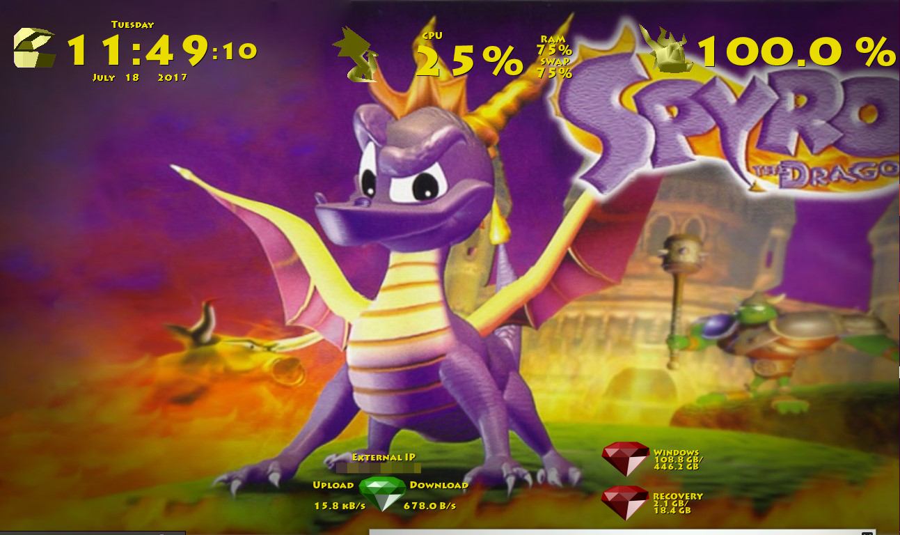 Spyro the Dragon Rainmeter Skins