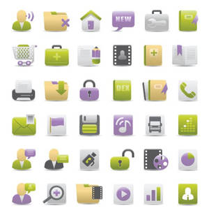 Green-Magenta Web icon set