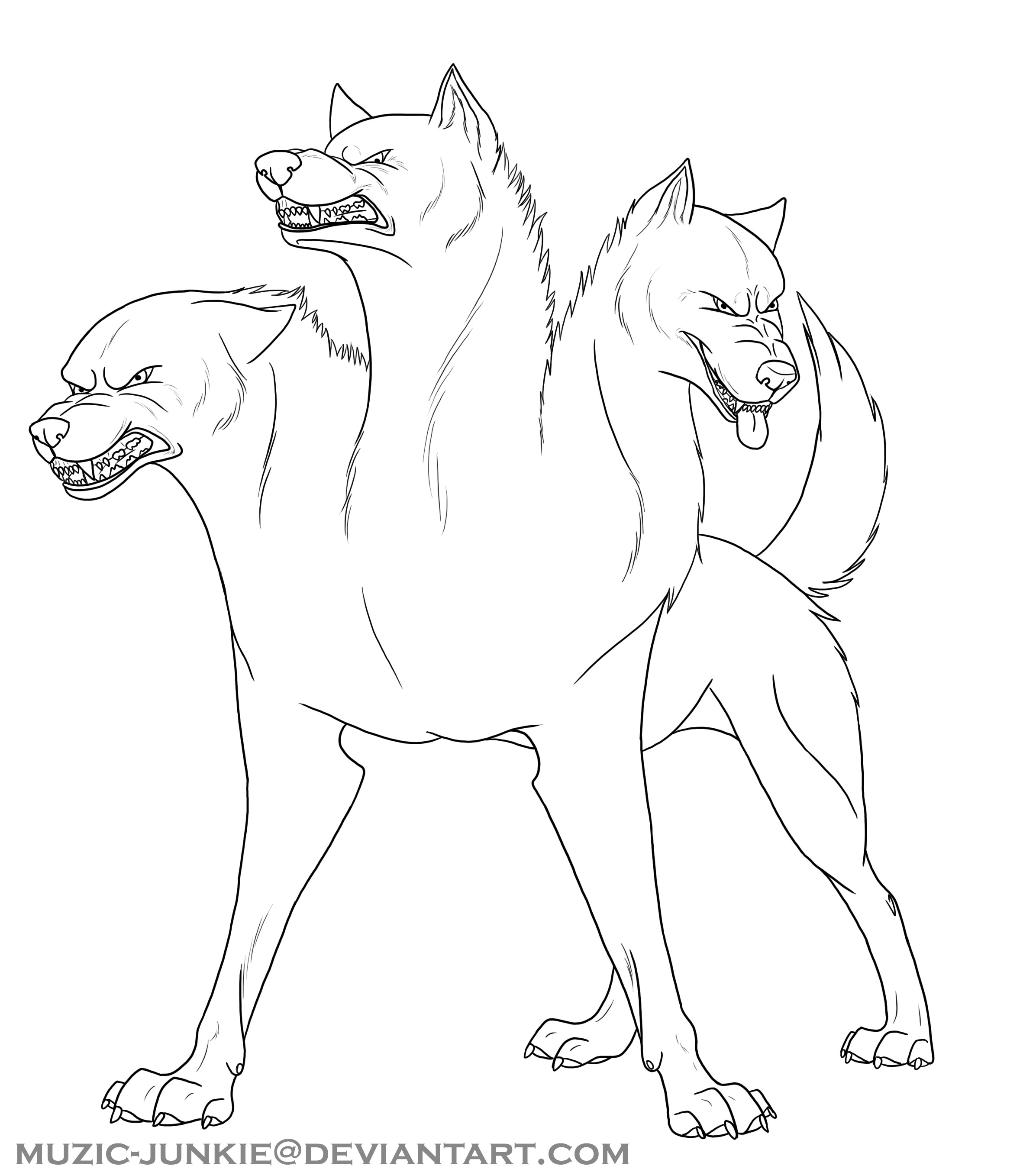 Cerberus lineart 2.0 by Muzic-Junkie on DeviantArt