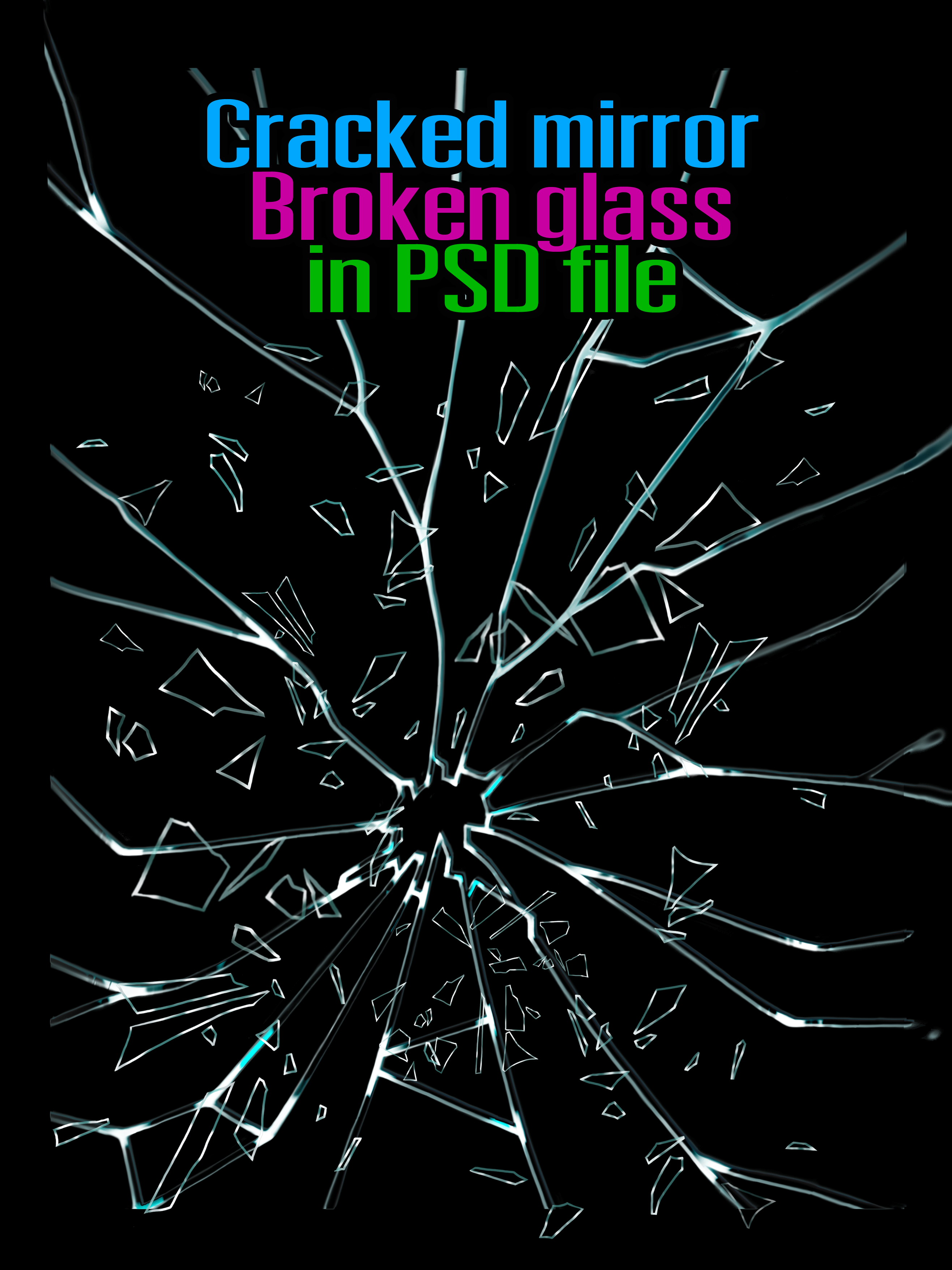 Cracked mirror, Broken glass (STOCK)