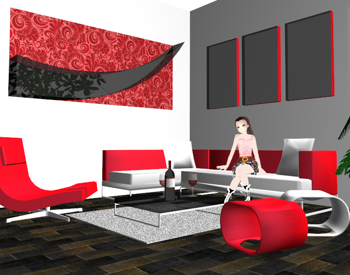 Red Living Room DL