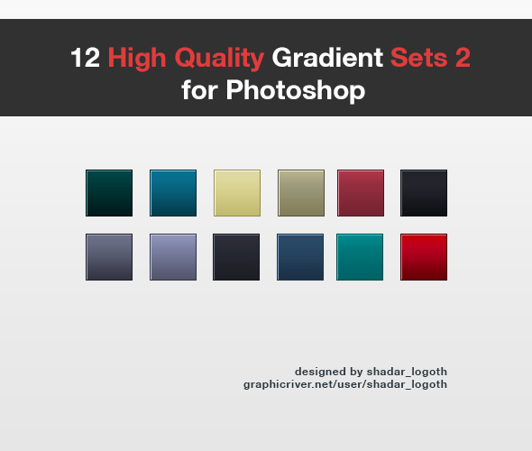 High Quality Gradient Set for Photoshop - Pack 2 by ShadarL