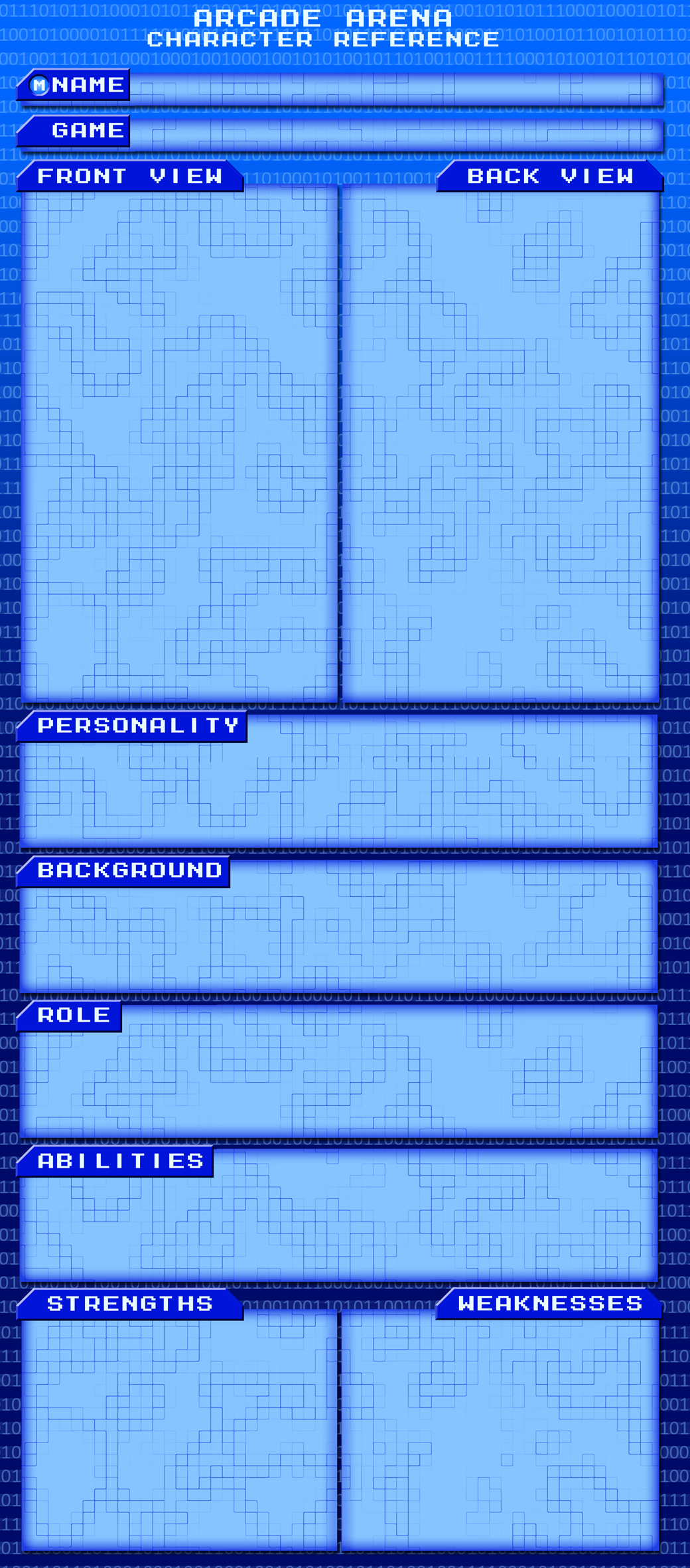 Arcade Arena OCT Character Reference Sheet