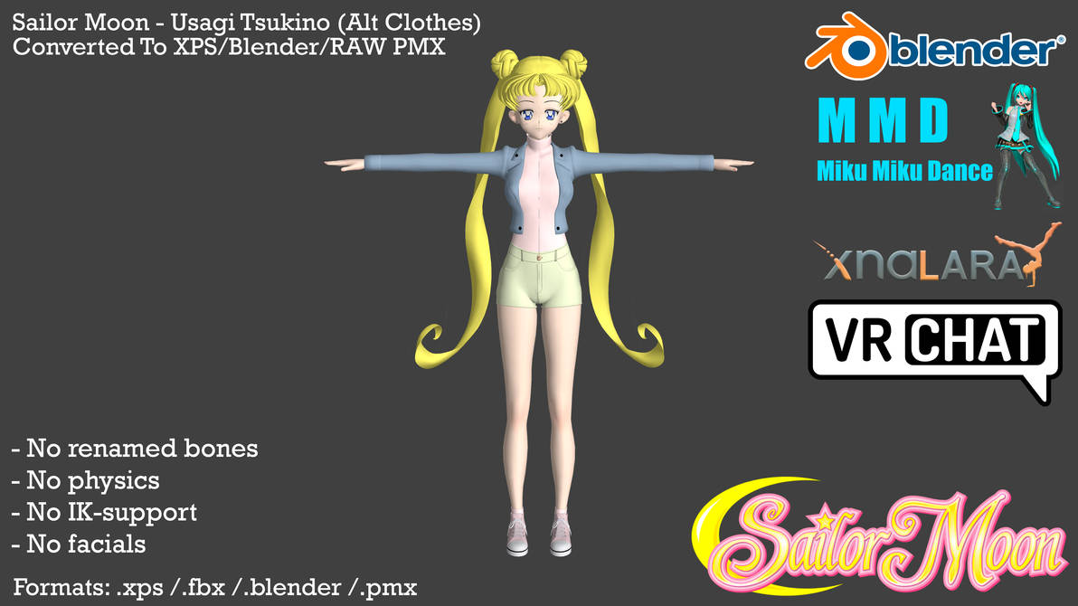 Sailor Moon - Usagi Tsukino Alt. (FBX/XPS/MMD) by HiGuys920 on DeviantArt