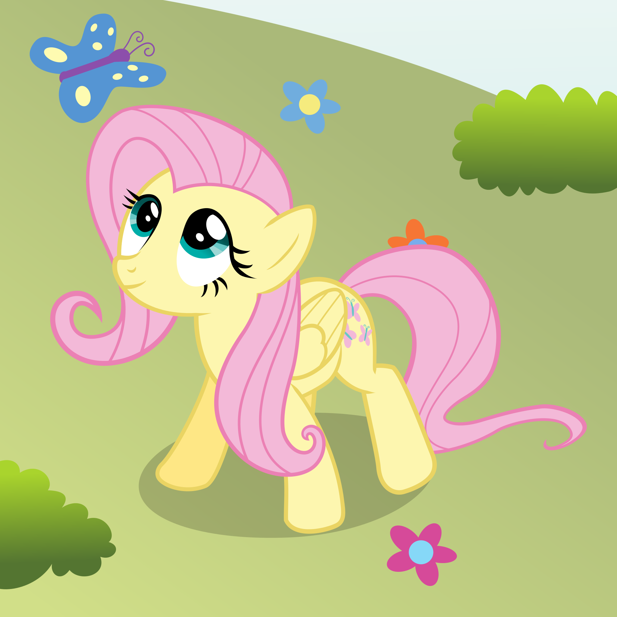 Fluttershy with a butterfly