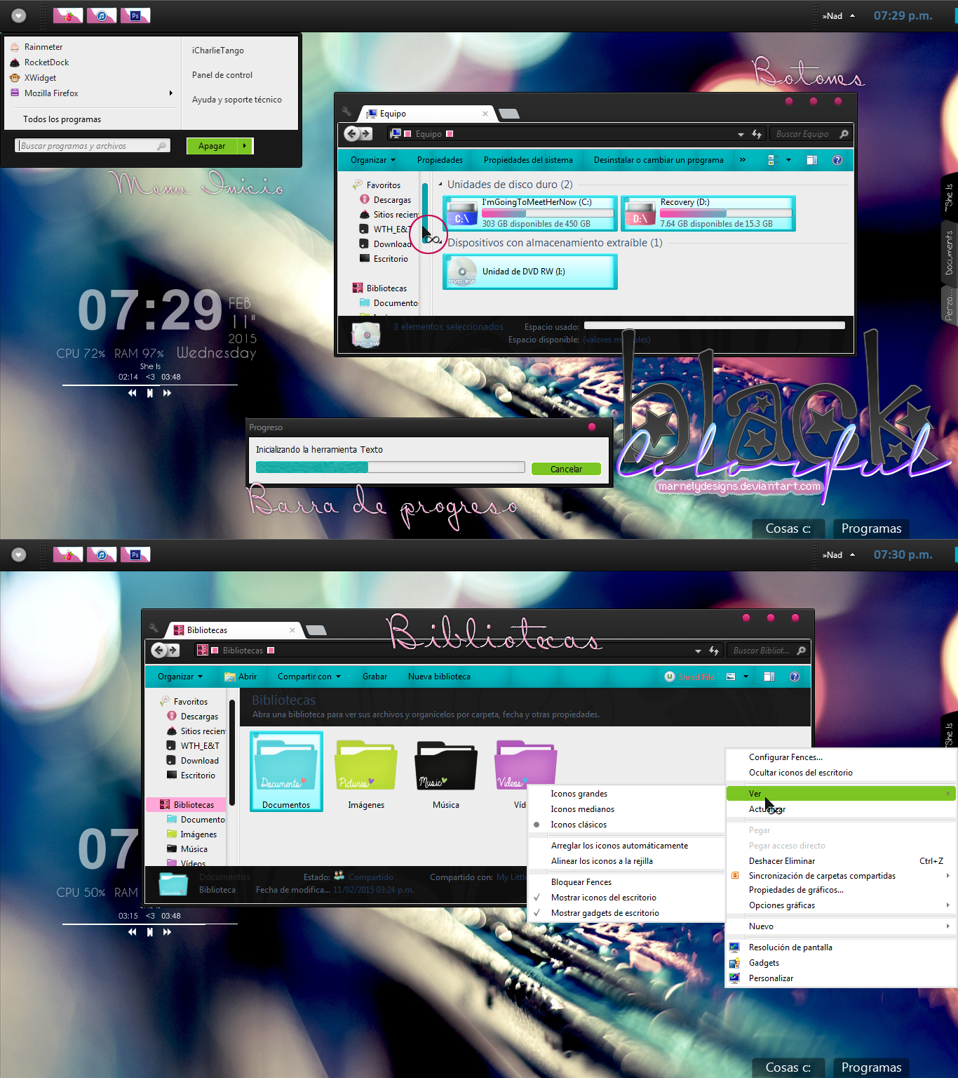 Black Colorfull theme for Windows 7