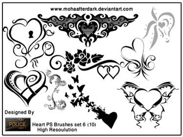 Heart brushes set 6